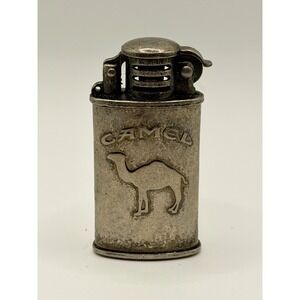 Vintage Camel Flip Top Flint Strike‎ Lighter Brushed Metal